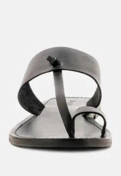 LEONA Black Thong Flat Sandals -Rag & Co Shop LEONABlackThongFlatSandals RCSH1853 Black 4