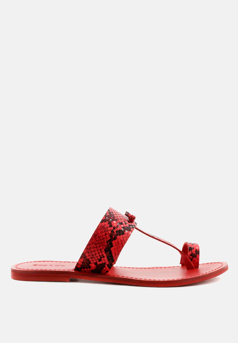 LEONA Snake Print Thong Flat Sandals 4 LEONA Snake Print Thong Flat Sandals - Image 2