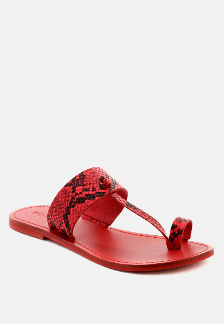 LEONA Snake Print Thong Flat Sandals 3 LEONA Snake Print Thong Flat Sandals