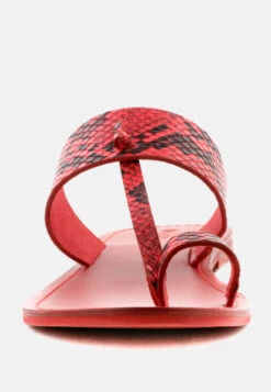 LEONA Snake Print Thong Flat Sandals 10 LEONA Snake Print Thong Flat Sandals -Rag & Co Shop LEONASnakePrintThongFlatSandals RCSH1853 Red 3