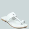 LEONA White Thong Flat Sandals