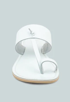 LEONA White Thong Flat Sandals -Rag & Co Shop LEONAWhiteThongFlatSandals RCSH1853 White 4