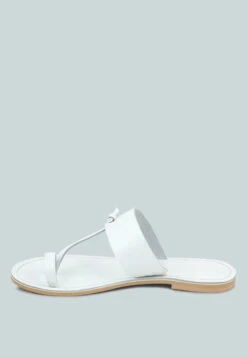 LEONA White Thong Flat Sandals -Rag & Co Shop LEONAWhiteThongFlatSandals RCSH1853 White 5