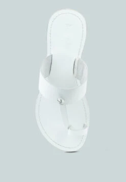 LEONA White Thong Flat Sandals -Rag & Co Shop LEONAWhiteThongFlatSandals RCSH1853 White 7