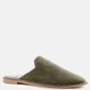 LIA Khaki Green Handcrafted Suede Mules