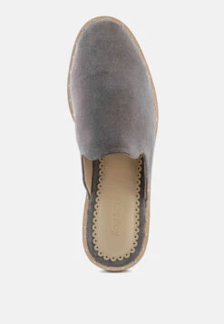 LIA Grey Handcrafted Suede Mules -Rag & Co Shop LIALightGreyCanvasMules RCSH1872 Grey 12