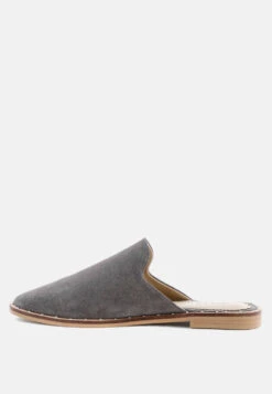LIA Grey Handcrafted Suede Mules -Rag & Co Shop LIALightGreyCanvasMules RCSH1872 Grey 4 e79f4594 7514 4193 b7c1 ae93dc098d15