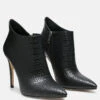 LOLITA Woven Texture Stiletto Boot In Black