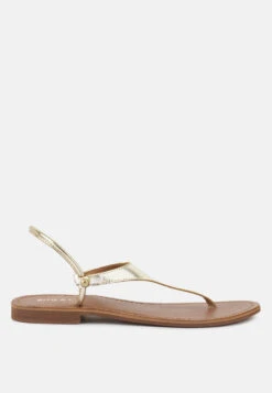 MADELINE Gold Flat Thong Sandals -Rag & Co Shop MADELINEGoldFlatThongSandals RCSH4085 GOLD 1