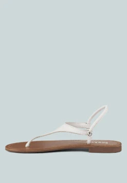 MADELINE White Flat Thong Sandals -Rag & Co Shop MADELINEWhiteFlatThongSandals RCSH4085 WHITE 6