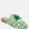 MARIANA Green Woven Flat Mules With Tassels -Rag & Co Shop MARIANAGreenWovenFlatMulesWithTassels RCSH2028 Green 3