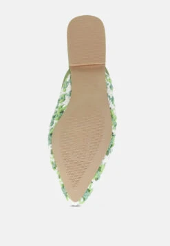 MARIANA Green Woven Flat Mules With Tassels 15 MARIANA Green Woven Flat Mules With Tassels -Rag & Co Shop MARIANAGreenWovenFlatMulesWithTassels RCSH2028 Green 6