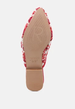 MARIANA Red Woven Flat Mules With Tassels -Rag & Co Shop MARIANARedWovenFlatMulesWithTassels RCSH2028 Red 6