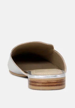 MARLA Silver Metallic Leather Mules -Rag & Co Shop MARLASilverMetallicLeatherMules RCSH1869 Silver 7