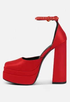 MARTINI Red Sky High Platform Sandals -Rag & Co Shop MARTINISkyHighRampwalkSatinSandals RCSH3150 Red 9