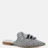 MELANIE Silver Tassels Embellished Woven Flat Mules -Rag & Co Shop MELANIESilverWovenFlatMulesWithTassels RCSH08 Silver 2