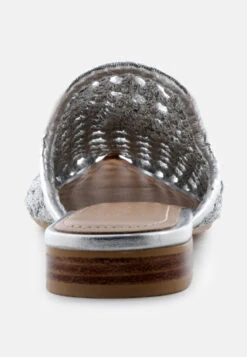 MELANIE Silver Tassels Embellished Woven Flat Mules -Rag & Co Shop MELANIESilverWovenFlatMulesWithTassels RCSH08 Silver 5