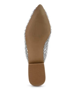 MELANIE Silver Tassels Embellished Woven Flat Mules -Rag & Co Shop MELANIEWovenFlatMulesWithTassel RCSH 8SIlver 3