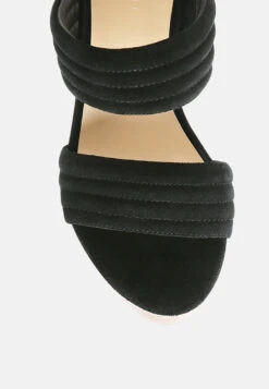 MILLE-FEUX Suede Slip-On Block Heeled Sandal In Black -Rag & Co Shop MILLEFEUXSuedeSlip OnBlockHeeledSandalinBlack RCSH2485 Black 3