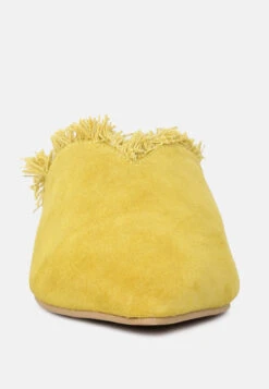 MOLLY Mustard Frayed Leather Mules -Rag & Co Shop MOLLYMustardFrayedLeatherMules RCSH1868 Mustard 5
