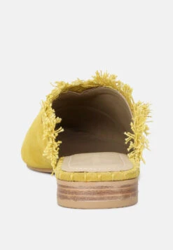 MOLLY Mustard Frayed Leather Mules -Rag & Co Shop MOLLYMustardFrayedLeatherMules RCSH1868 Mustard 6