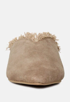 MOLLY Taupe Frayed Leather Mules -Rag & Co Shop MOLLYTaupeFrayedLeatherMules RCSH1868 Taupe 6