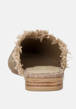 MOLLY Taupe Frayed Leather Mules -Rag & Co Shop MOLLYTaupeFrayedLeatherMules RCSH1868 Taupe 7