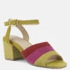 MON-BEAU Fine Suede Block Heeled Sandal In Yellow