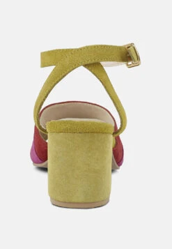 MON-BEAU Fine Suede Block Heeled Sandal In Yellow -Rag & Co Shop MON BEAUFineSuedeBlockHeeledSandal RCSH2500 multi 6