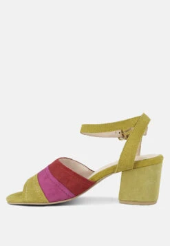 MON-BEAU Fine Suede Block Heeled Sandal In Yellow -Rag & Co Shop MON BEAUFineSuedeBlockHeeledSandal RCSH2500 multi 8