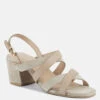 MON-LAPIN Nude High Heeled Block Leather Sandal