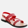 MONA Red Flat Sandal With Ankle Strap
