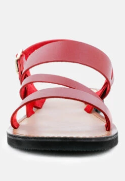 MONA Red Flat Sandal With Ankle Strap -Rag & Co Shop MONARedFlatSandalwithAnkleStrap RCSH1850 RED 4
