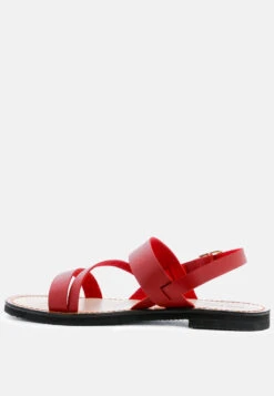 MONA Red Flat Sandal With Ankle Strap -Rag & Co Shop MONARedFlatSandalwithAnkleStrap RCSH1850 RED 5