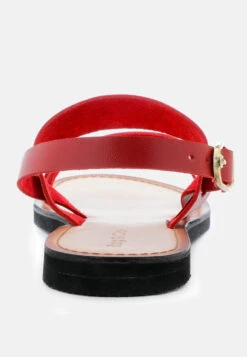 MONA Red Flat Sandal With Ankle Strap -Rag & Co Shop MONARedFlatSandalwithAnkleStrap RCSH1850 RED 7