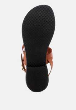 MONA Tan Flat Summer Sandals -Rag & Co Shop MONATanFlatSandalwithAnkleStrap RCSH1850 Tan 14