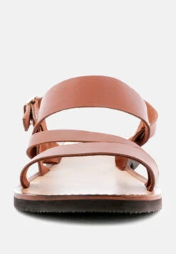 MONA Tan Flat Summer Sandals -Rag & Co Shop MONATanFlatSandalwithAnkleStrap RCSH1850 Tan 4