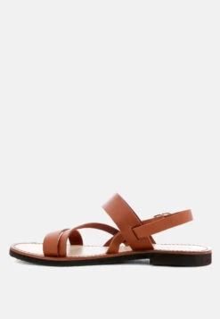MONA Tan Flat Summer Sandals -Rag & Co Shop MONATanFlatSandalwithAnkleStrap RCSH1850 Tan 5