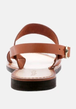 MONA Tan Flat Summer Sandals -Rag & Co Shop MONATanFlatSandalwithAnkleStrap RCSH1850 Tan 7