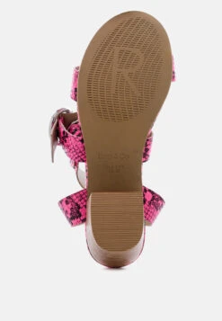 NELLA Fuchsia Stacked Heel Leather Sandal -Rag & Co Shop NELLAFuchsiaStackedHeelLeatherSandal RCSH1866 Fuchsia 13