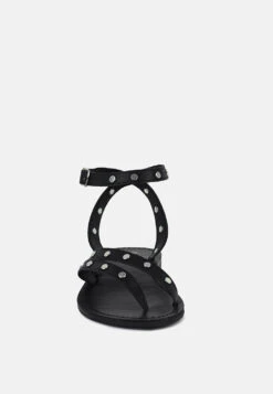 OPRAH Studs Embellished Flat Sandals In Black -Rag & Co Shop OPRAHStudsEmbellishedFlatSandalsinBlack RCSH4086 BLACK 1
