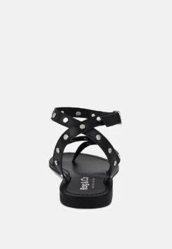 OPRAH Studs Embellished Flat Sandals In Black -Rag & Co Shop OPRAHStudsEmbellishedFlatSandalsinBlack RCSH4086 BLACK 2