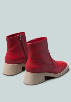 OXMAN Zip-up Red Ankle Boot -Rag & Co Shop OXMANZip upRedAnkleBoot RCSH2372 Red 4