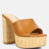SHURI Open Toe High Block Heel Sandals In Tan -Rag & Co Shop OpenToeHighBlockHeelSandals RCSH4213 tan 6