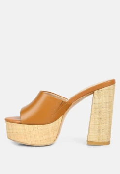 SHURI Open Toe High Block Heel Sandals In Tan 12 SHURI Open Toe High Block Heel Sandals In Tan -Rag & Co Shop OpenToeHighBlockHeelSandals RCSH4213 tan 8