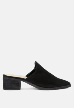 Rag & Co Shop -Rag & Co Shop PALMABlackStackedHeelMules RCSH1867 Black 2