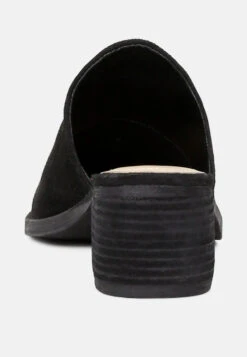 PALMA Black Stacked Heel Mules -Rag & Co Shop PALMABlackStackedHeelMules RCSH1867 Black 7