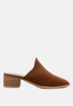 PALMA Tan Stacked Heel Mules 9 PALMA Tan Stacked Heel Mules -Rag & Co Shop PALMATanStackedHeelMules RCSH1867 Tan 2