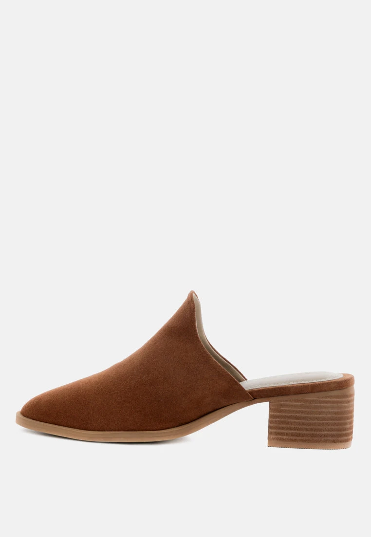 PALMA Tan Stacked Heel Mules 6 PALMA Tan Stacked Heel Mules - Image 4