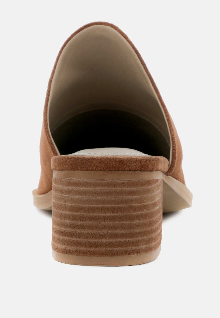 PALMA Tan Stacked Heel Mules 7 PALMA Tan Stacked Heel Mules - Image 5